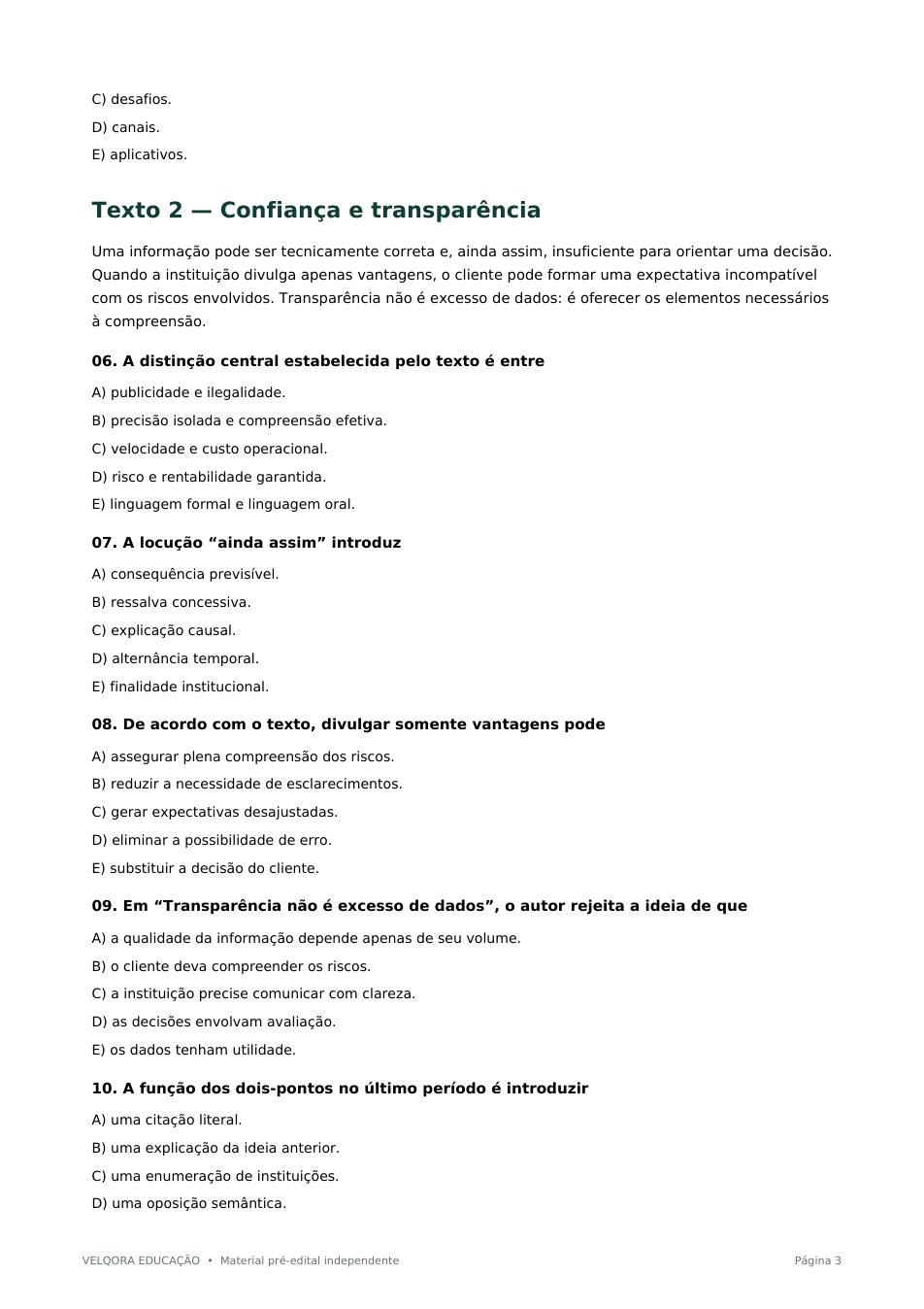 Página real do caderno de Língua Portuguesa
