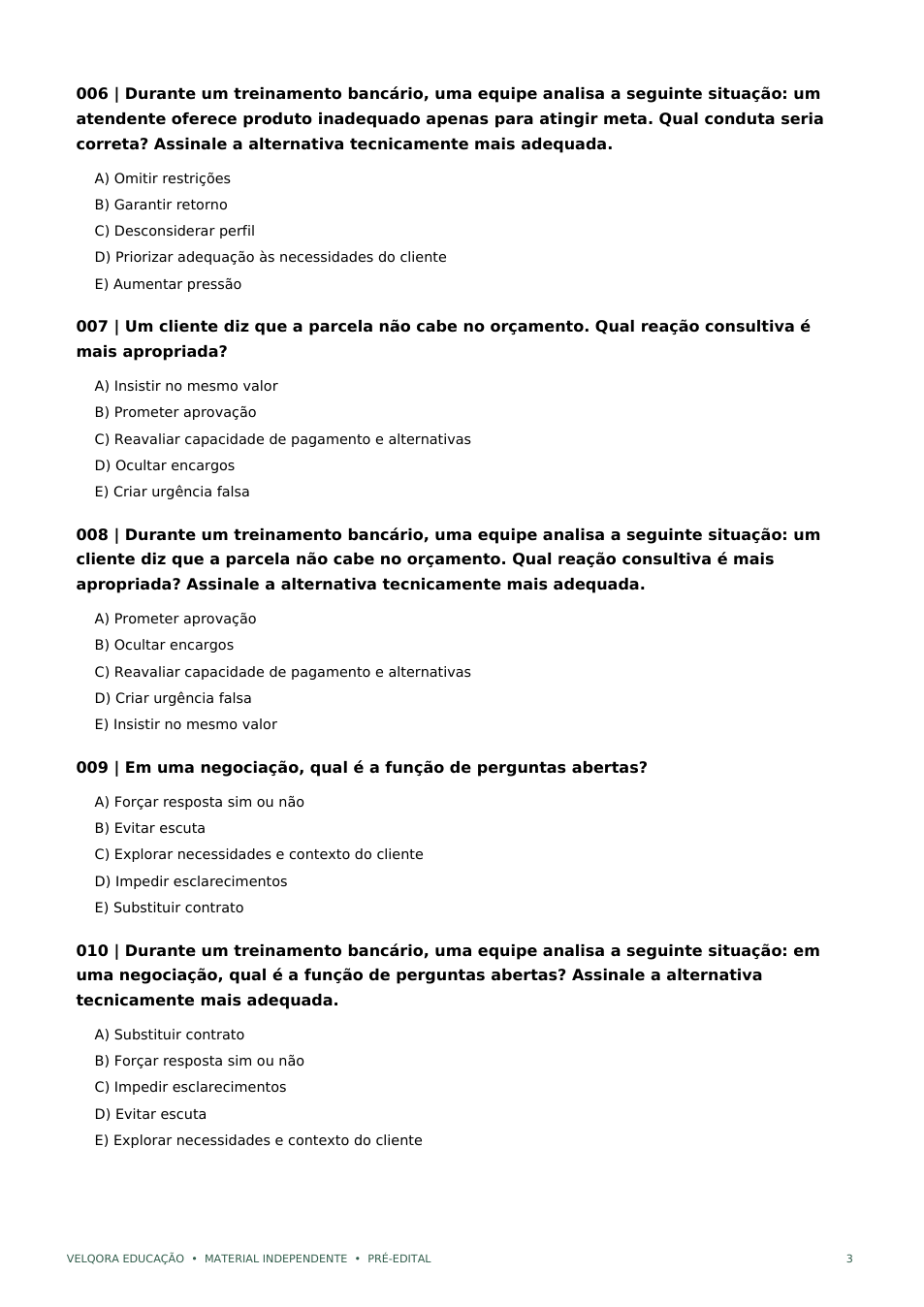 Página real do PDF de Vendas e Negociação com questões do material